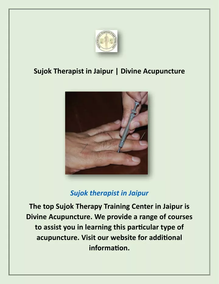 sujok therapist in jaipur divine acupuncture