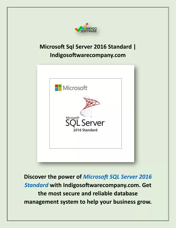 microsoft sql server 2016 standard