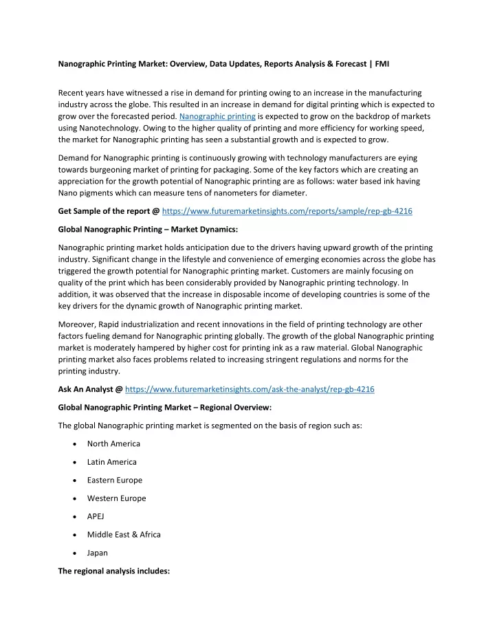 nanographic printing market overview data updates