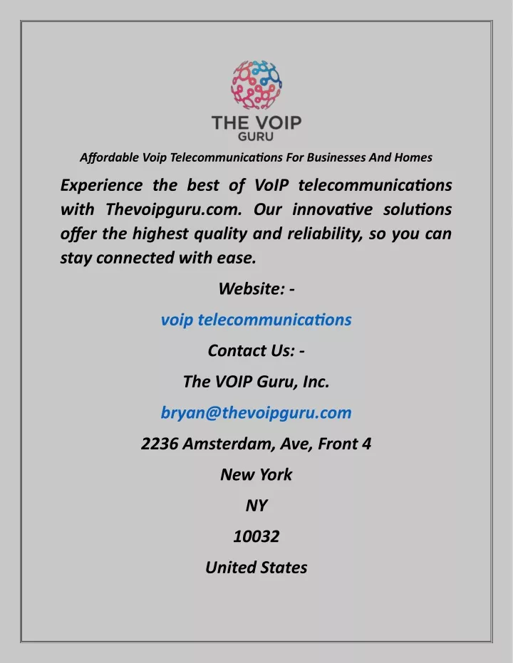 affordable voip telecommunications for businesses