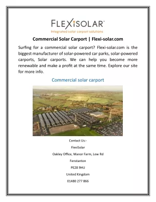 Commercial Solar Carport Flexi-solar.com