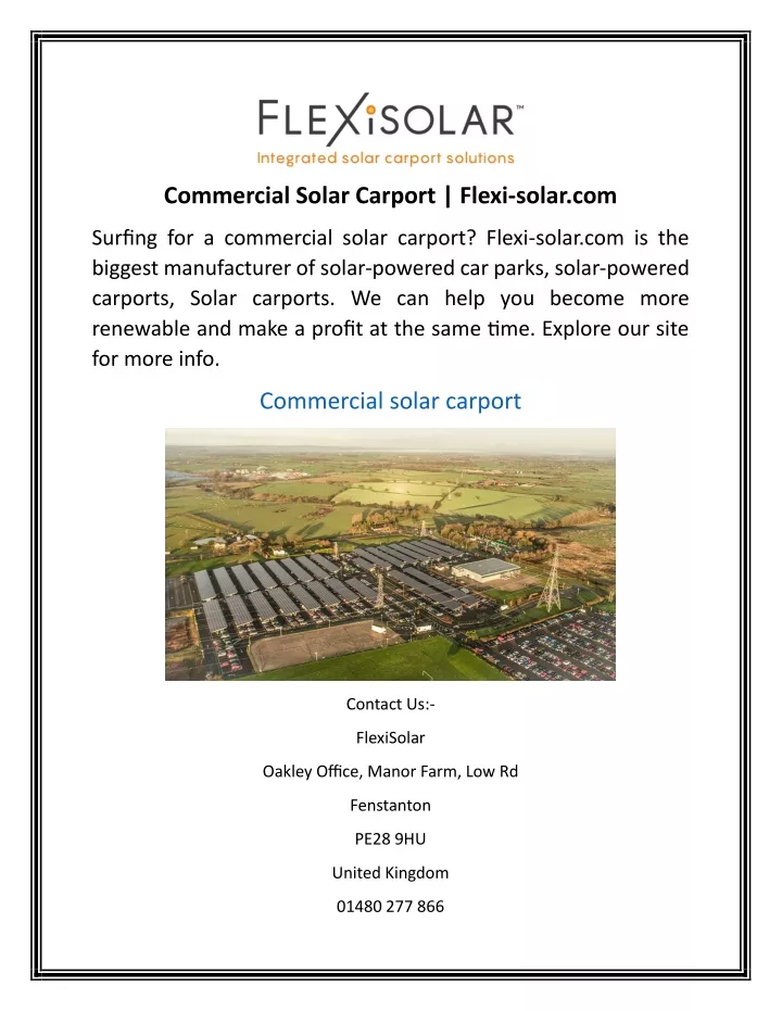 commercial solar carport flexi solar com