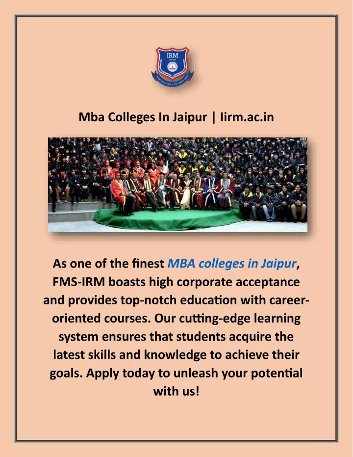 mba colleges in jaipur iirm ac in