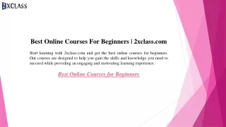 Best Online Courses For Beginners  2xclass.com