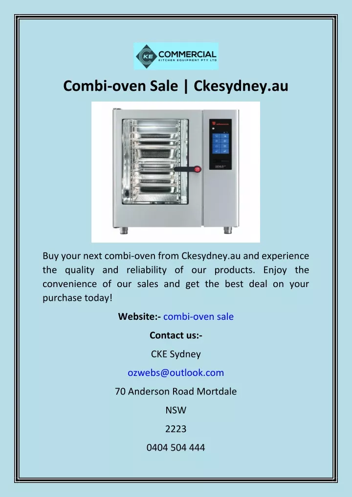 combi oven sale ckesydney au