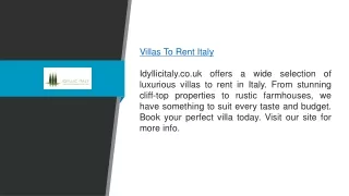 Villas To Rent Italy  Idyllicitaly.co.uk