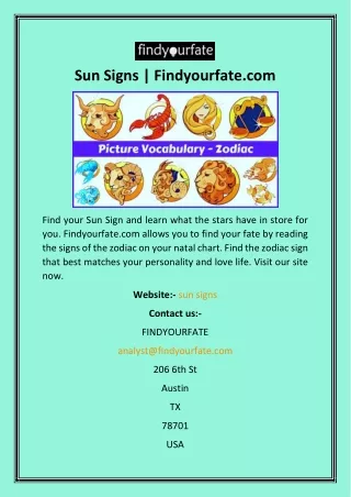 sun signs findyourfate com