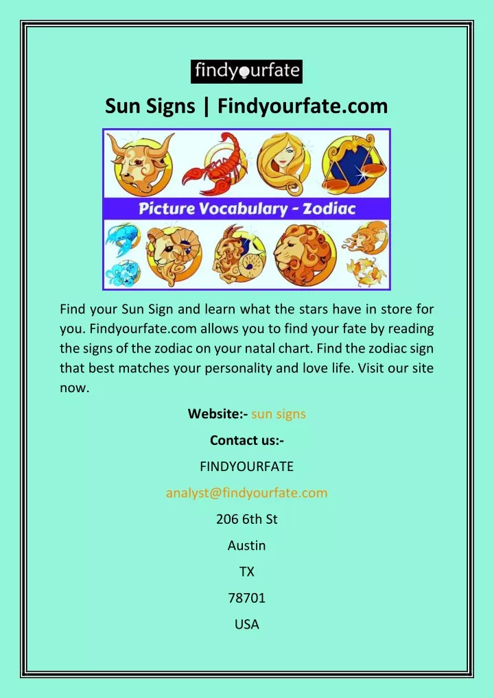 sun signs findyourfate com