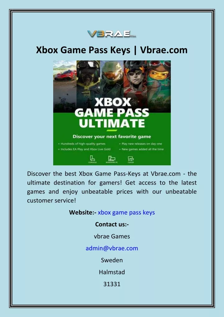 xbox game pass keys vbrae com