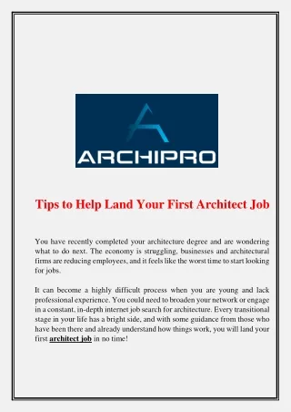 Tips to Help Land Your First Architect Job