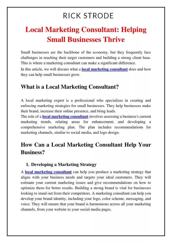 local marketing consultant helping small