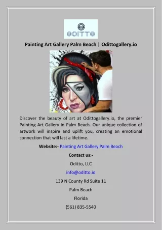 Painting Art Gallery Palm Beach  Odittogallery.io