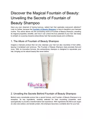 Discover the Magical Fountain of Beauty_ Unveiling the Secrets of Fountain of Beauty Shampoo