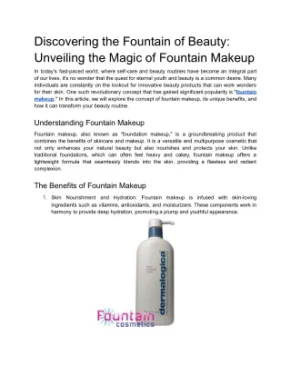 Discovering the Fountain of Beauty_ Unveiling the Magic of Fountain Makeup