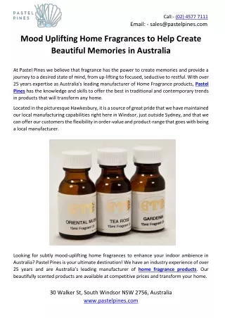 Mood Uplifting Home Fragrances to Help Create Beautiful Memories in Australia