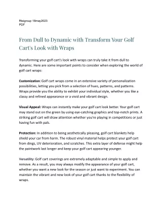 From Dull to Dynamic with Transform Your Golf Cart's Look with Wraps (Rtsigroup PDF )18may2023