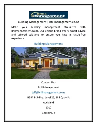 Building Management  Brillmanagement.co.nz