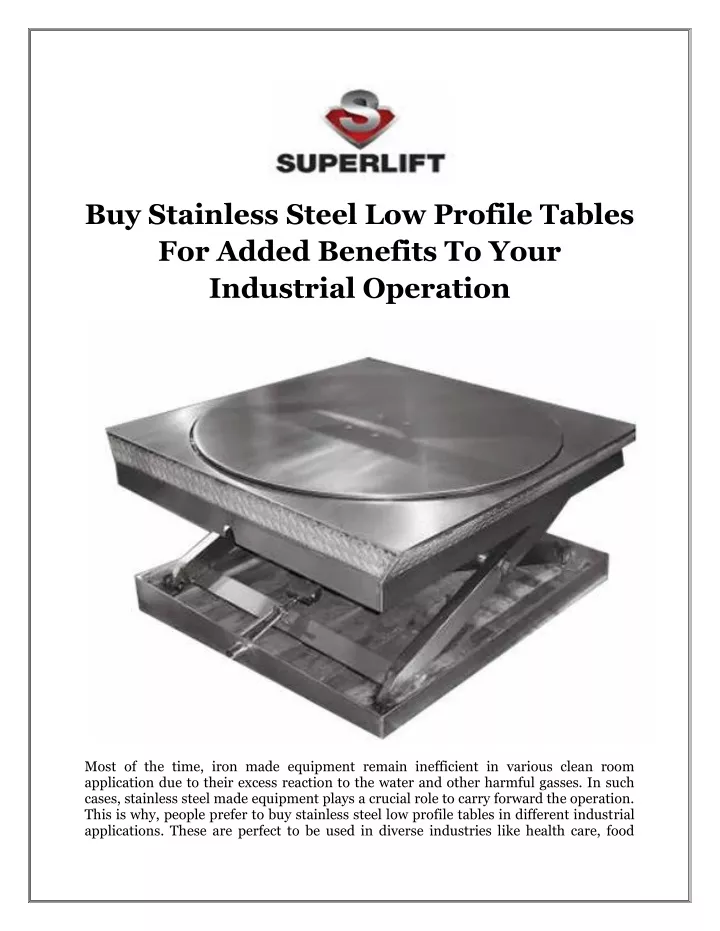 buy stainless steel low profile tables for added