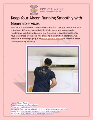 Keep Your Aircon Running Smoothly with General Services