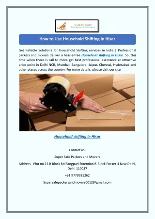 how to use household shifting in hisar