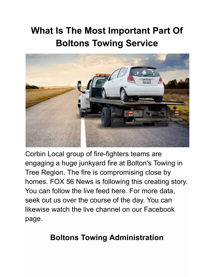 what is the most important part of boltons towing