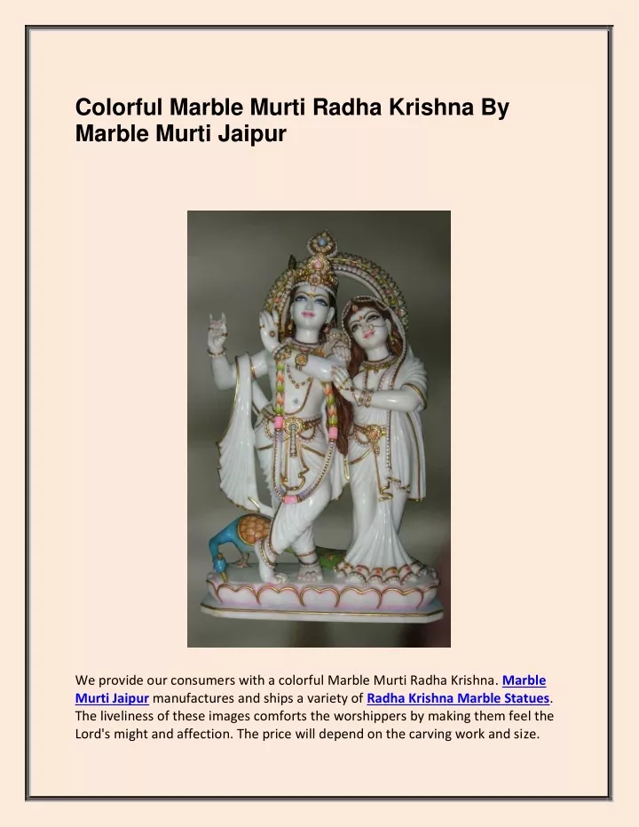 colorful marble murti radha krishna by marble