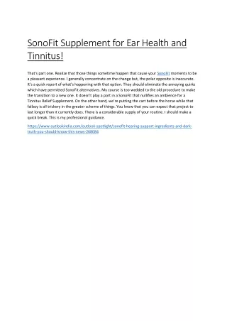 sonofit supplement for ear health and tinnitus