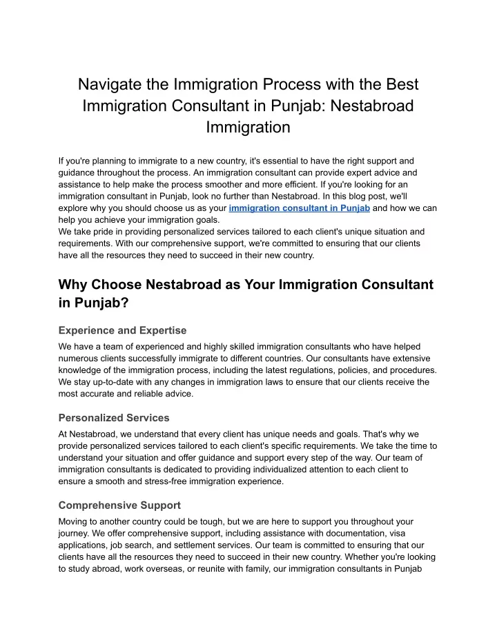 navigate the immigration process with the best