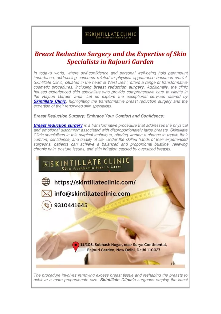 breast reduction surgery and the expertise