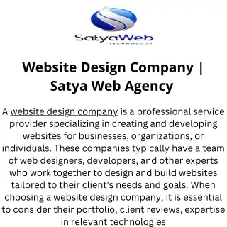 Website Design Company  Satya Web Agency