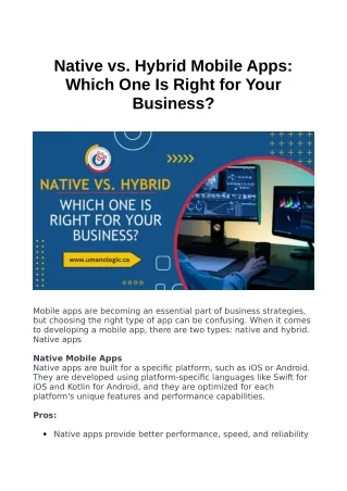native vs hybrid mobile apps which one is right