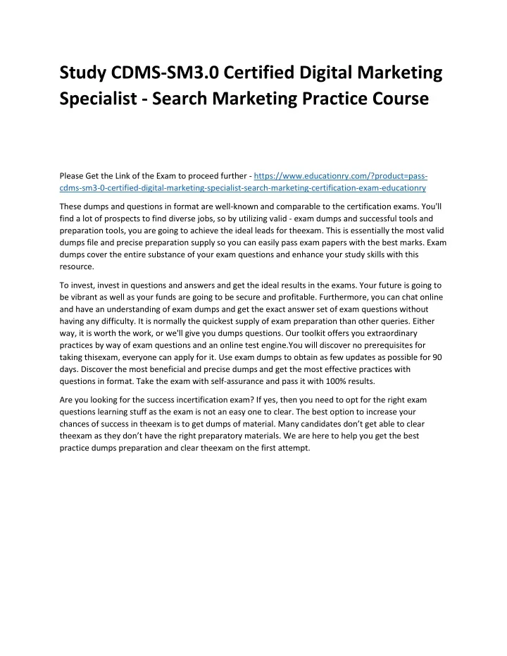 study cdms sm3 0 certified digital marketing