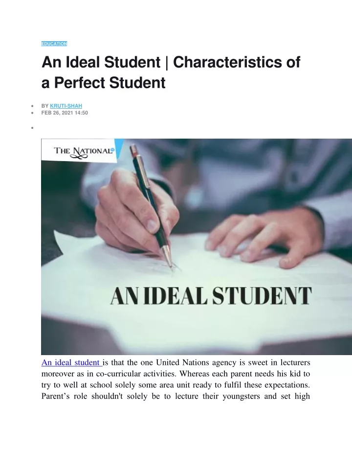 education an ideal student characteristics
