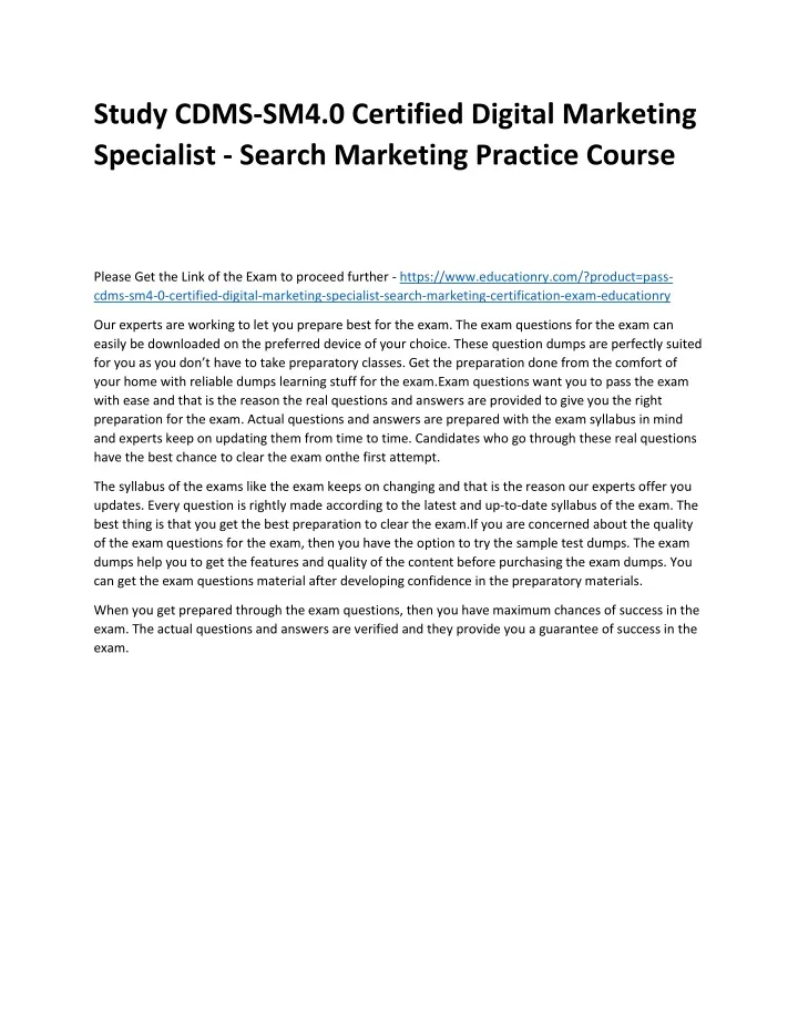 study cdms sm4 0 certified digital marketing