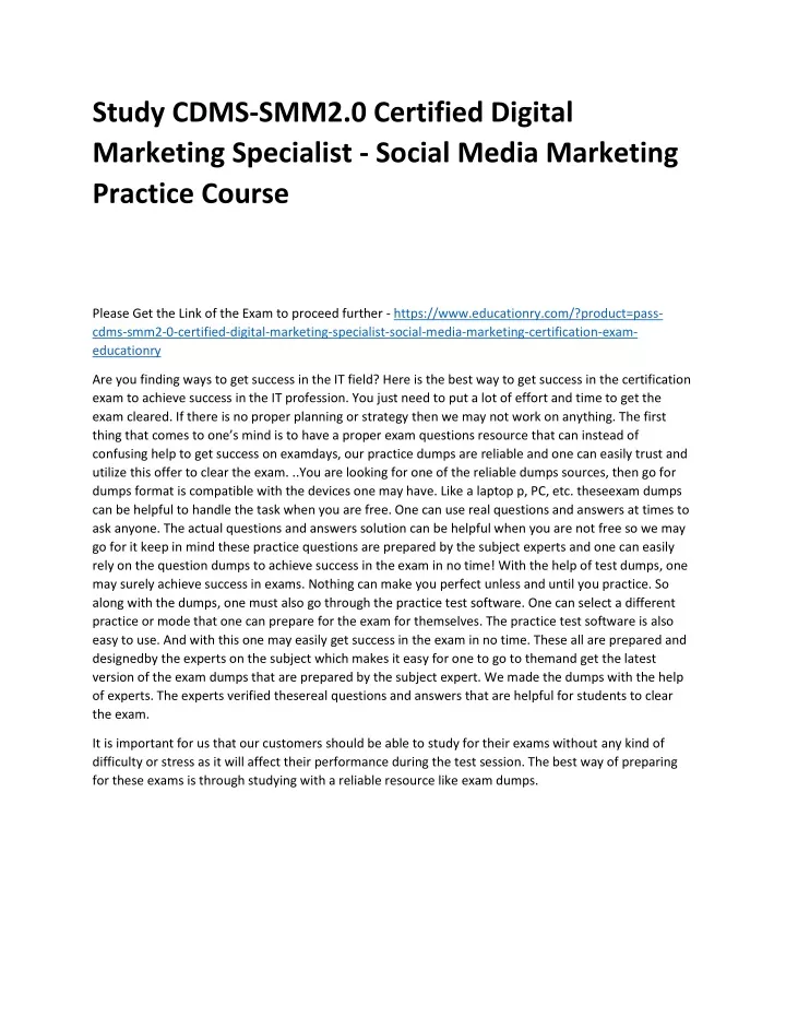 study cdms smm2 0 certified digital marketing