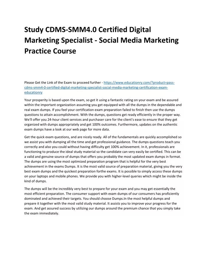 study cdms smm4 0 certified digital marketing