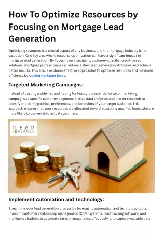 How To Optimize Resources by Focusing on Mortgage Lead Generation