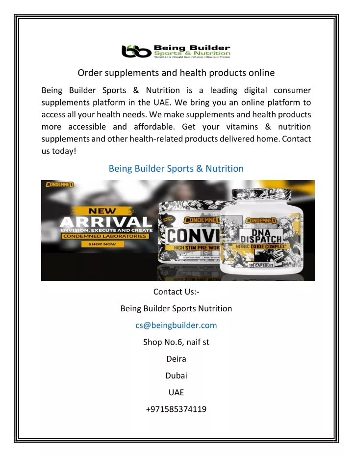 order supplements and health products online