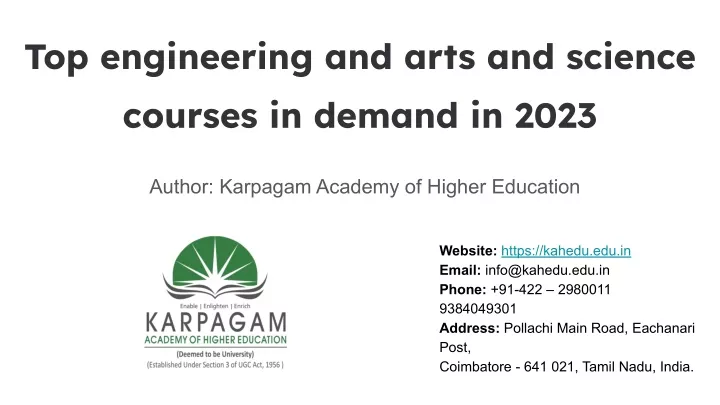 top engineering and arts and science courses