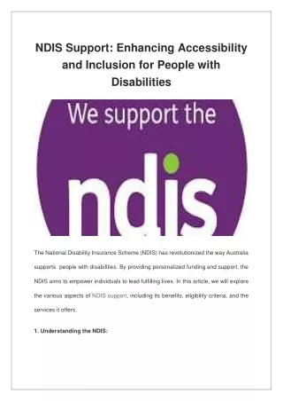 NDIS Support Enhancing Accessibility and Inclusion for People with Disabilities