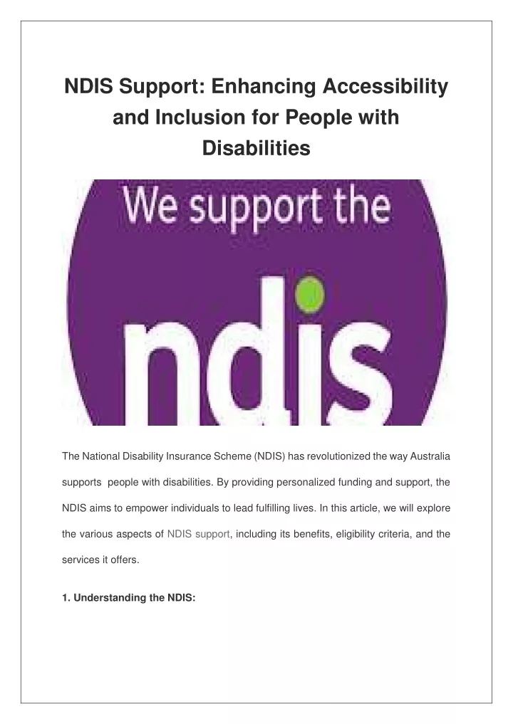 ndis support enhancing accessibility
