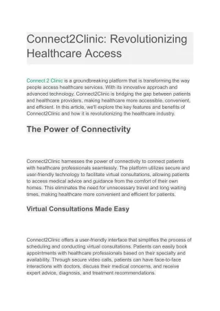 Connect2Clinic_ Revolutionizing Healthcare Access