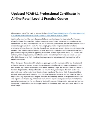 updated pcar l1 professional certificate
