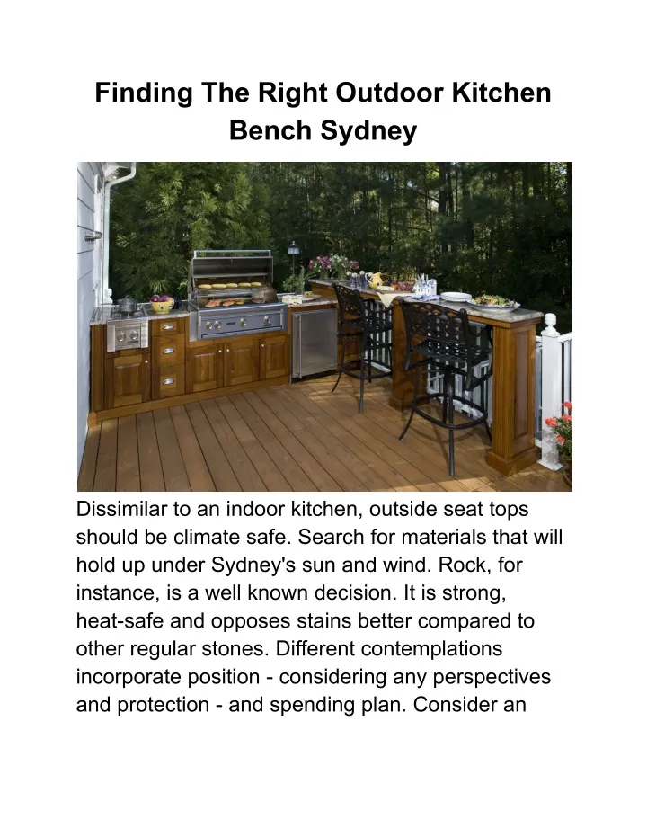finding the right outdoor kitchen bench sydney