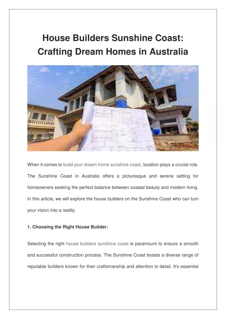 house builders sunshine coast crafting dream