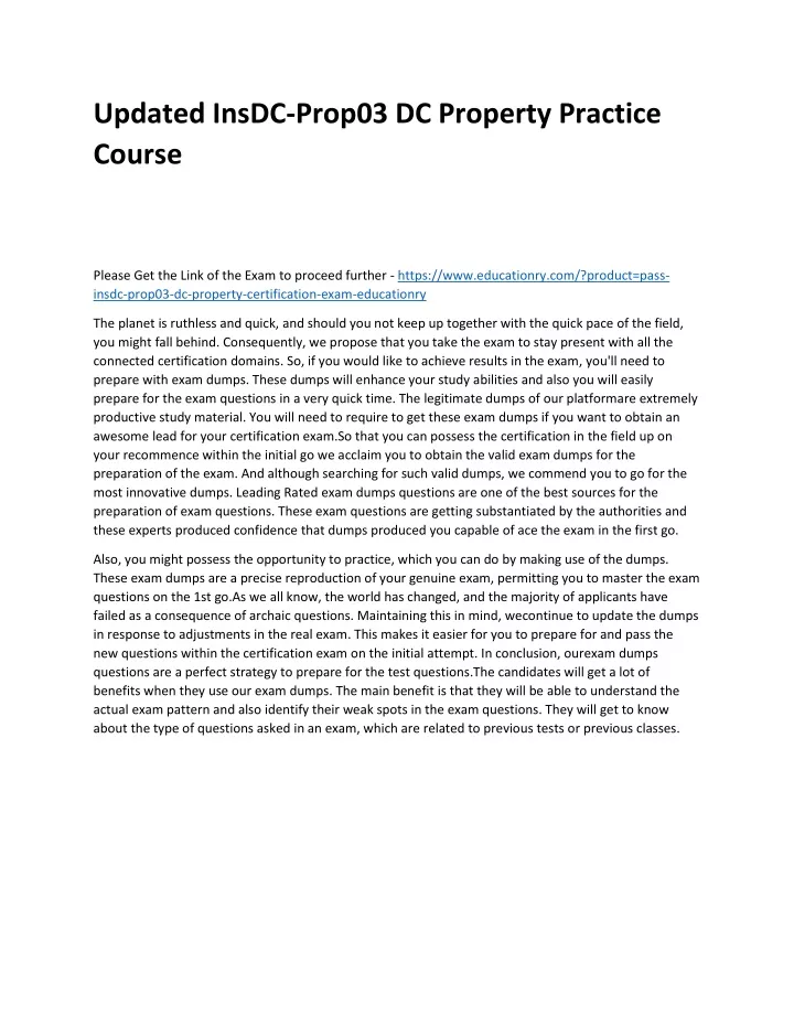 updated insdc prop03 dc property practice course
