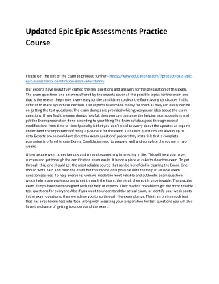updated epic epic assessments practice course