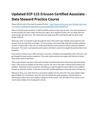 updated ecp 115 ericsson certified associate data