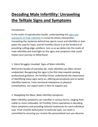 decoding male infertility unraveling the telltale