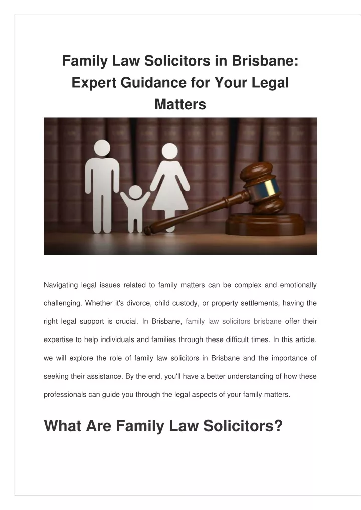family law solicitors in brisbane expert guidance